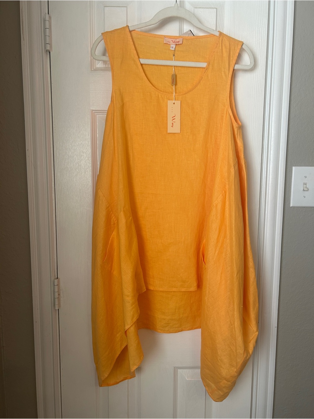 Way Sleeveless A-Line Draped Tunic in Marigold